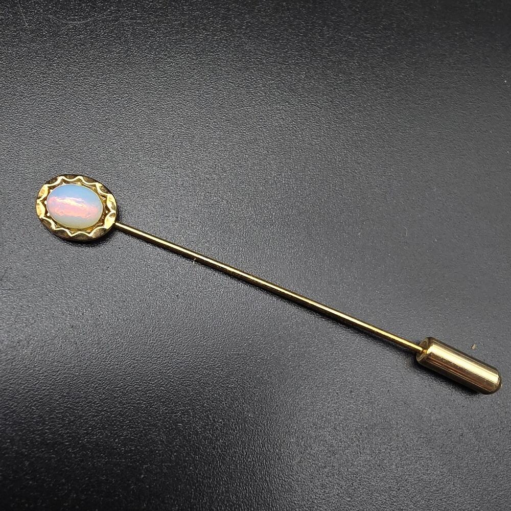 Faux Opal Gold Tone Stick Pin Hat Pin Vintage Costume Jewelry